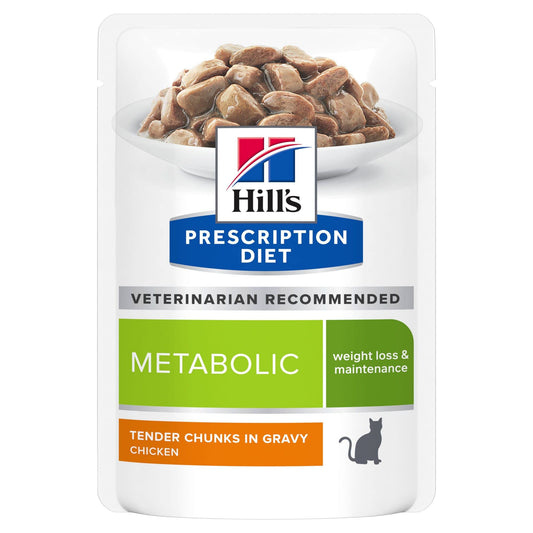 Hill's Prescription Diet Feline Weight Management Food for Cats 12 x 85 g Chicken - Pack of 2