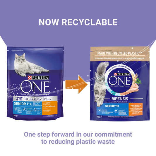 PURINA ONE Senior 11+ Chicken Dry Cat Food 750g (Pack of 4)